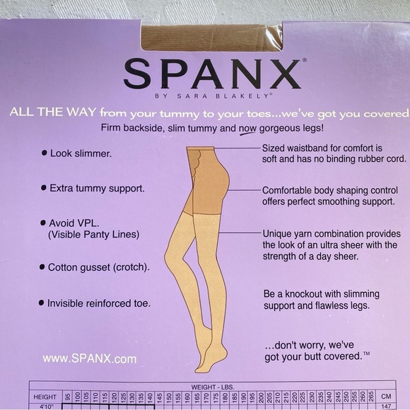 SPANX NEW All the Way Full Length Shapewear Pantyhose Nude Beige Size B - Picture 5 of 7